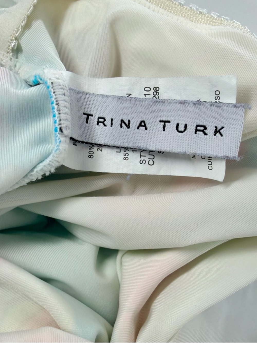 Trina Turk Colorful Abstract One Piece Swimsuit Gold Detail Asymmetric Size 8 - Picture 5 of 8